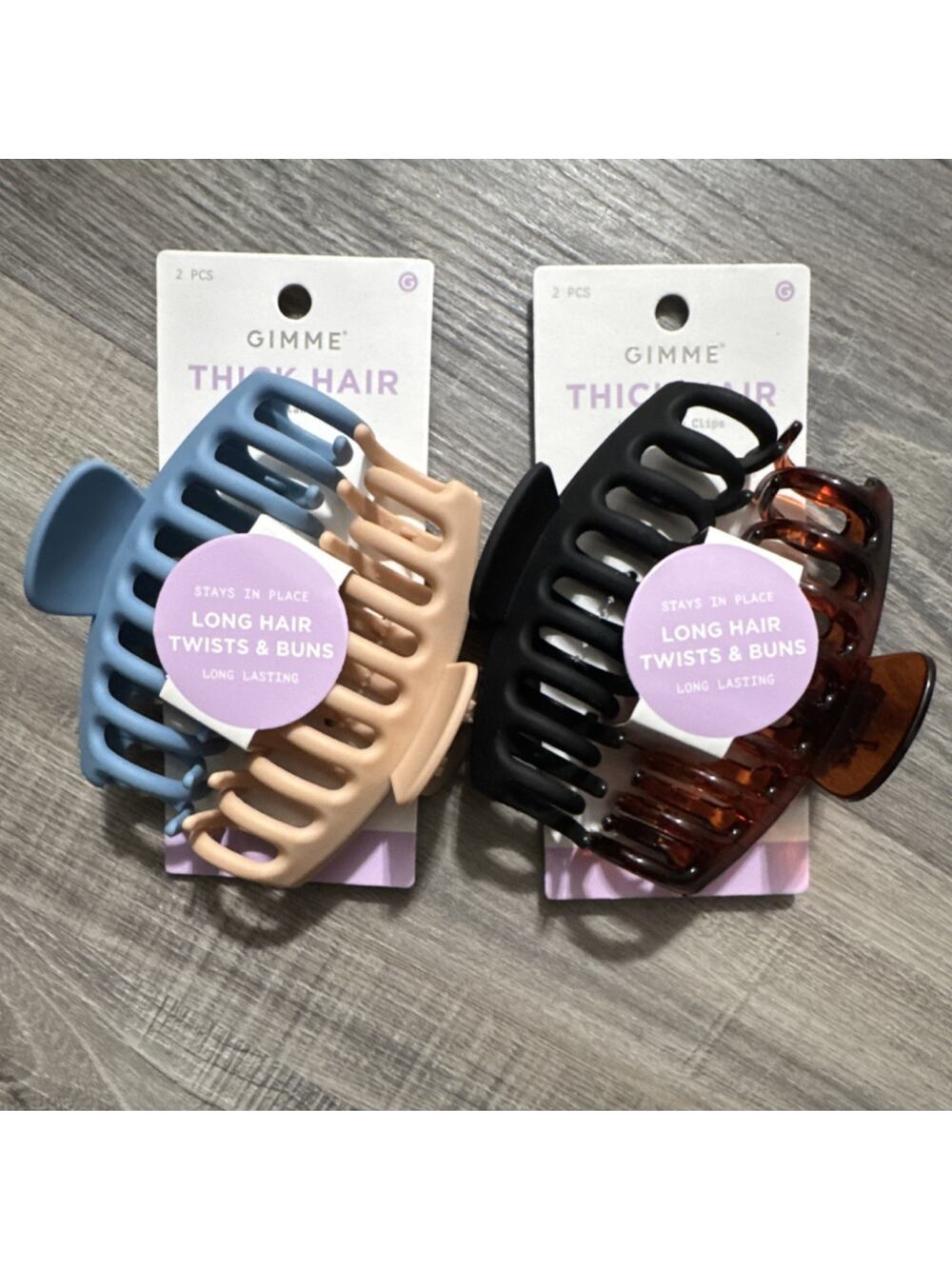 4 Pack Gimme Hair Claw Clips Thick Long Hair Blue Beige Black Brown